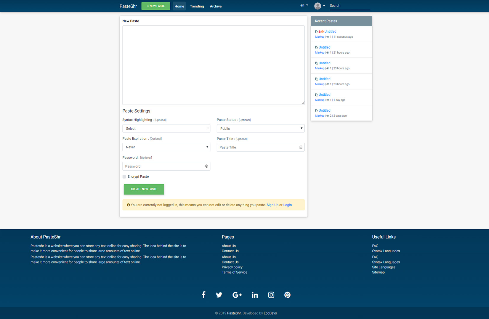 PasteShr - Text Hosting & Sharing Script (Nulled) - PasteShr (Updated ...